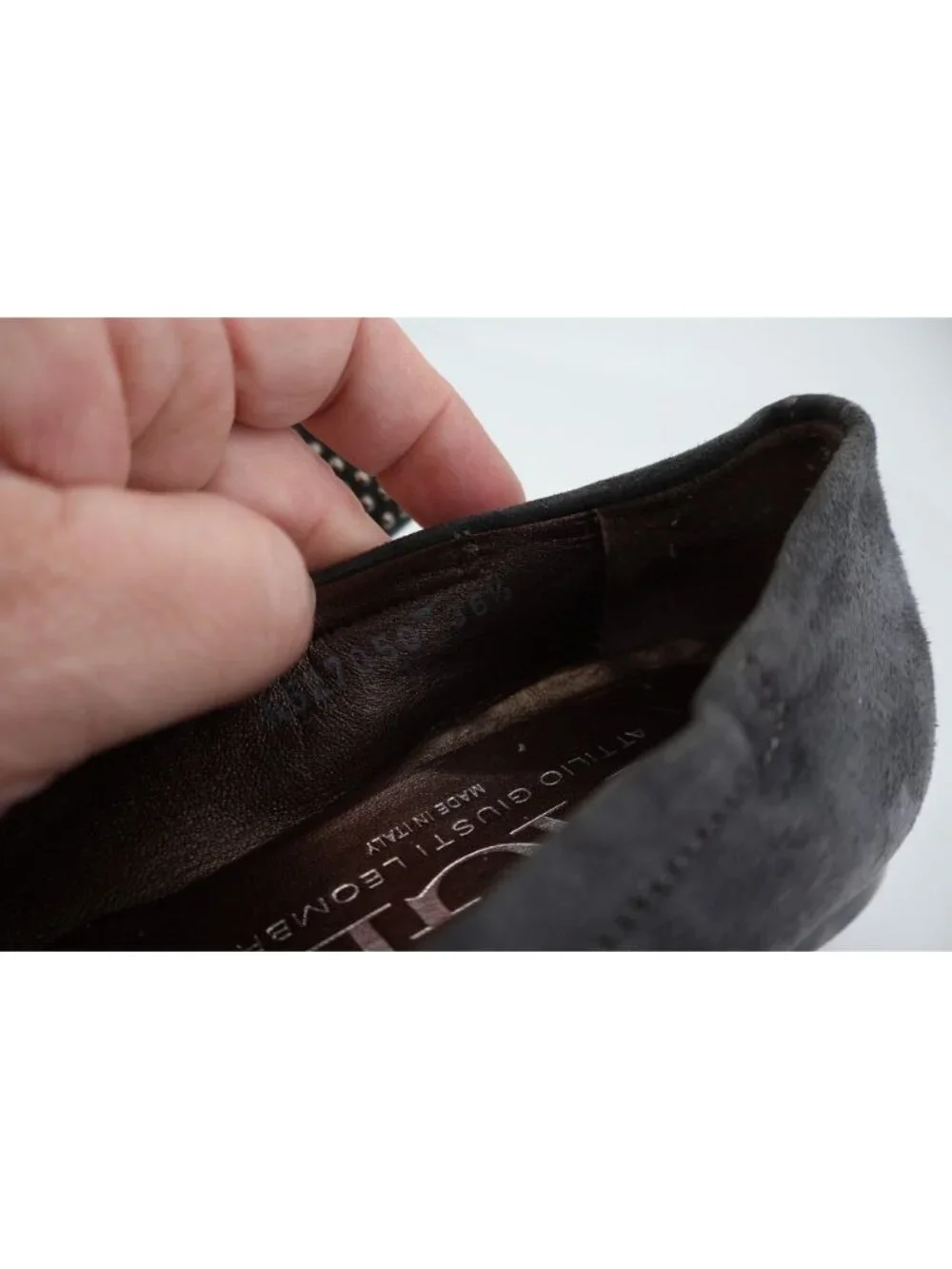 AGL Womens Ballet Ballet Flat Size 36.5 6.5 Gray Leather Studded Cap Toe Italy